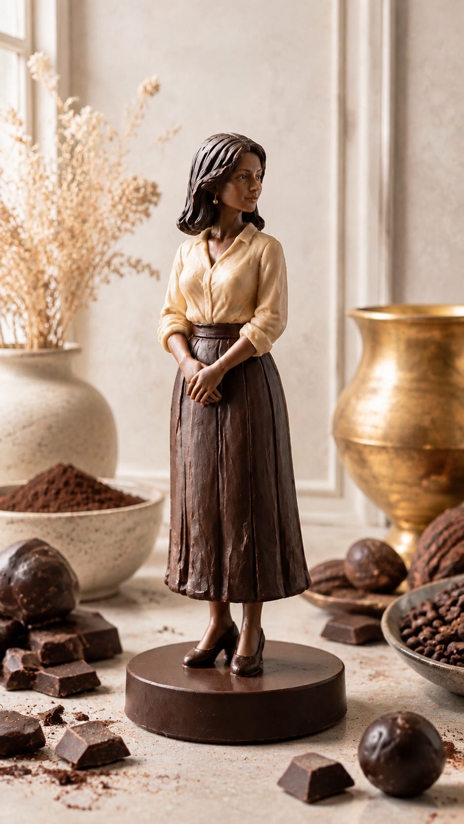 A hand-sculpted chocolate likeness built from one phone photo